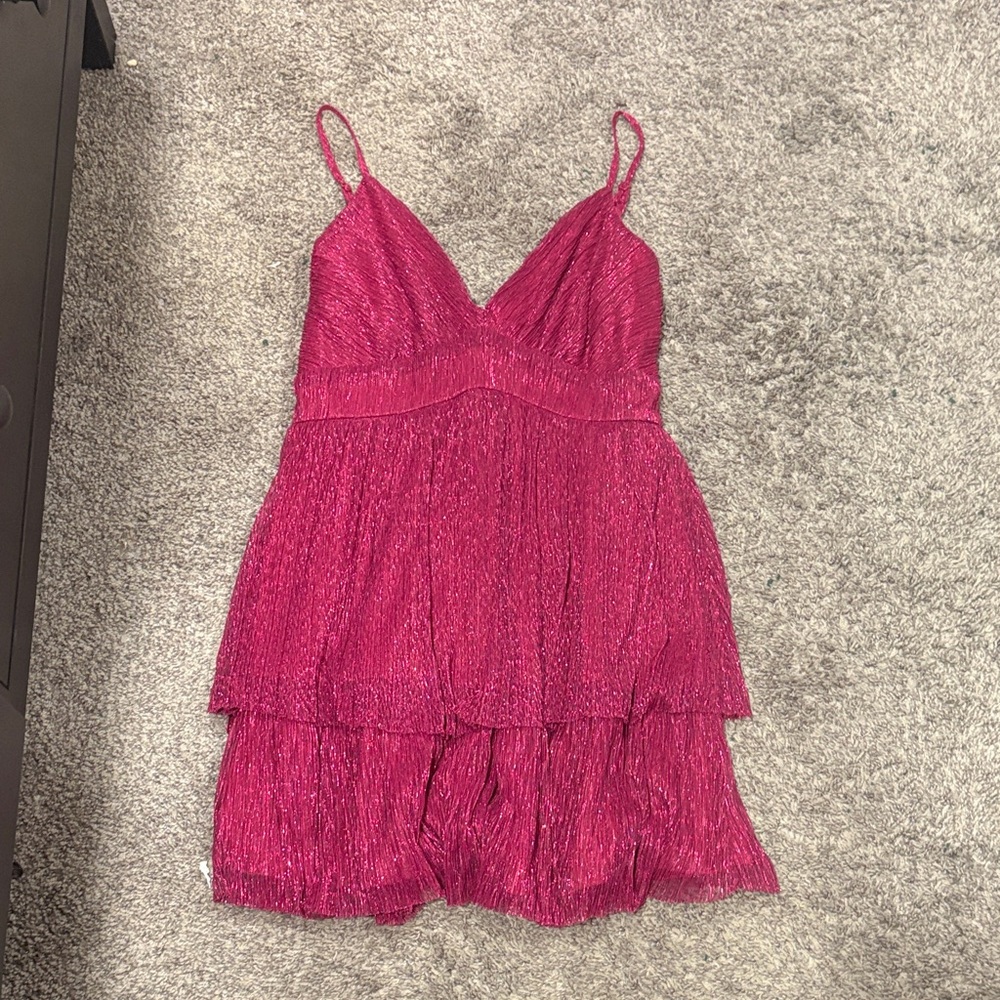 Trixxi Vibrant Pink Layered Midi Dress